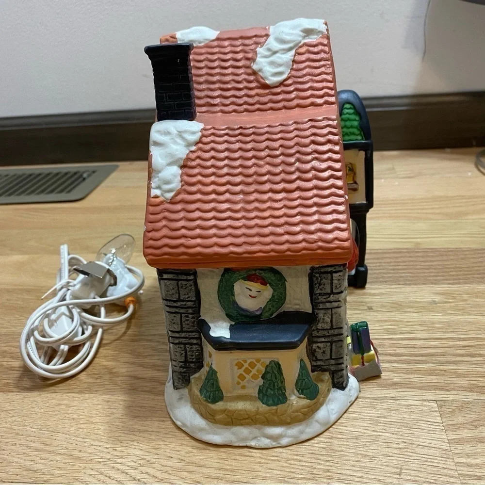 Vintage Ceramic Hand Painted Toy Shop Lighted Christmas Village House